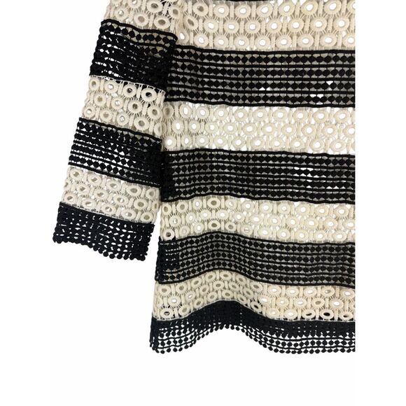 Ann Taylor Black and white striped eyelet blouse- size s - Picture 3 of 4